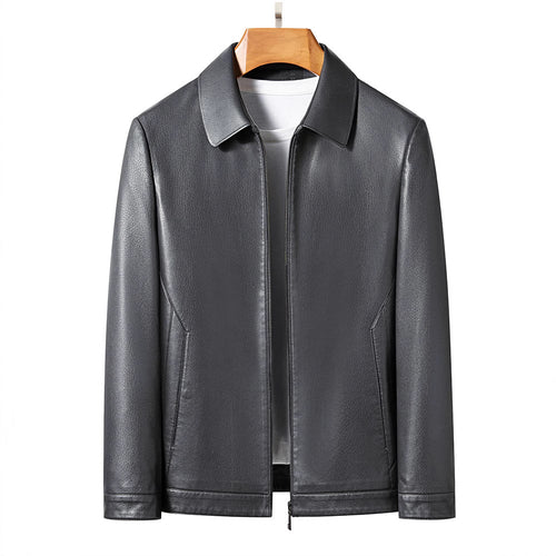 Herren modische und elegante Kunstlederjacke mit praktischen Reißverschlusstaschen Echoarchiv