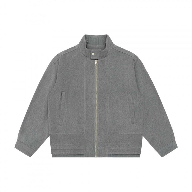 Herren Kurz geschnittener Boxy‑Blouson aus Wollmix mit Stehkragen, Metallreißverschluss und verdeckten Eingrifftaschen Echo Archiv
