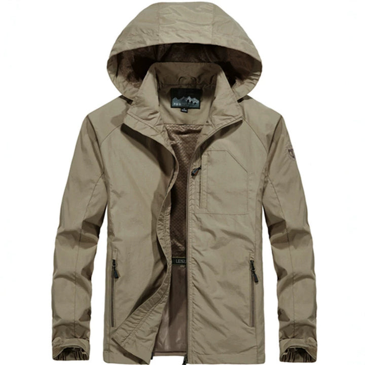 Herren Leichte Allwetter-Fieldjacke mit Kapuze, Mesh‑Innenfutter und Reißverschlusstaschen Echoarchiv