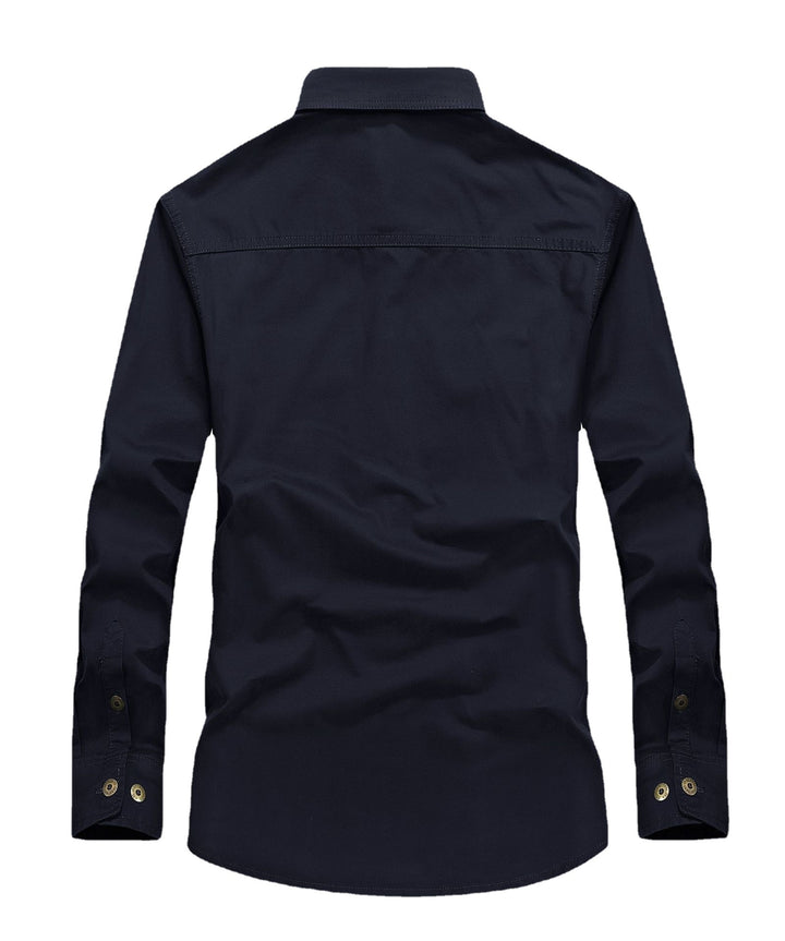 Herren Canvas-Utility-Hemdjacke mit Kontrastnähten und Brustpattentaschen – Taviero