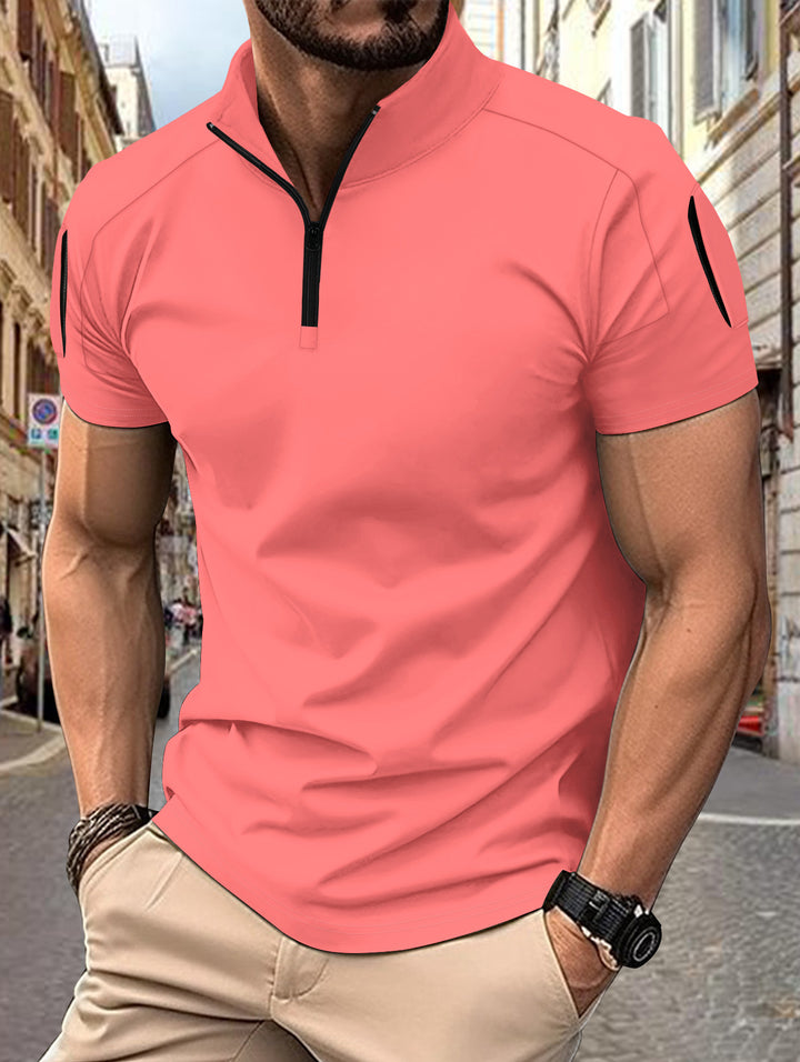 Herren Sportliches Kurzarm-Zip-Hemd Echoarchiv