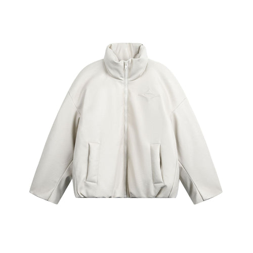 Damen Oversized Kunstleder-Bomberjacke mit hohem Stehkragen Echoarchiv