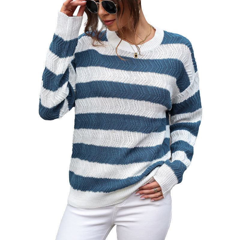 Damen Lässiger Strickpullover mit Wellenmuster Echo Archiv