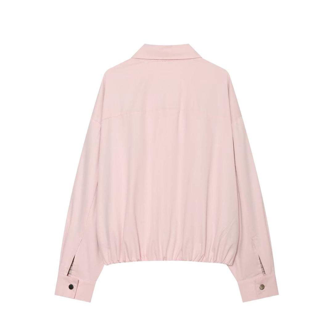 Damen Leichter Cropped‑Blouson mit Hemdkragen, verdecktem Reißverschluss und elastischem Saum Echo Archiv