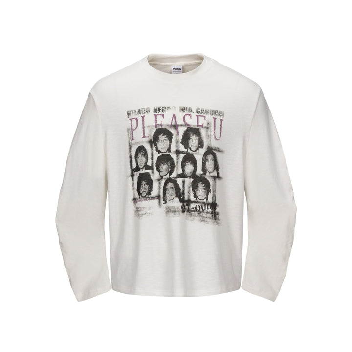 Unisex Oversize-Langarmshirt mit Vintage-Bandprint und Rundhalsausschnitt Echoarchiv