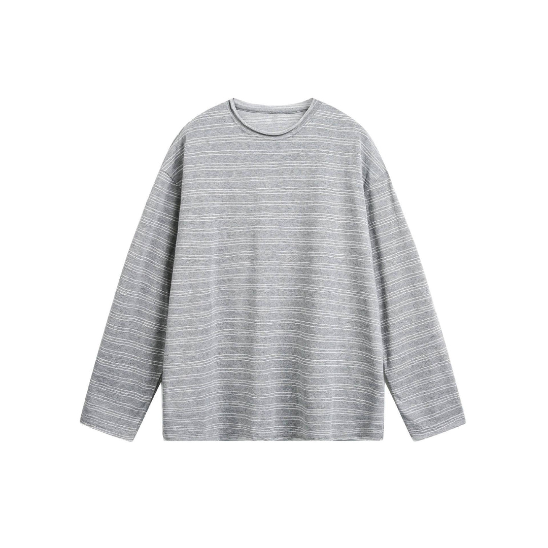 Unisex Oversize-Langarmshirt aus feinem Baumwollmix mit dezenter Streifenstruktur Echoarchiv