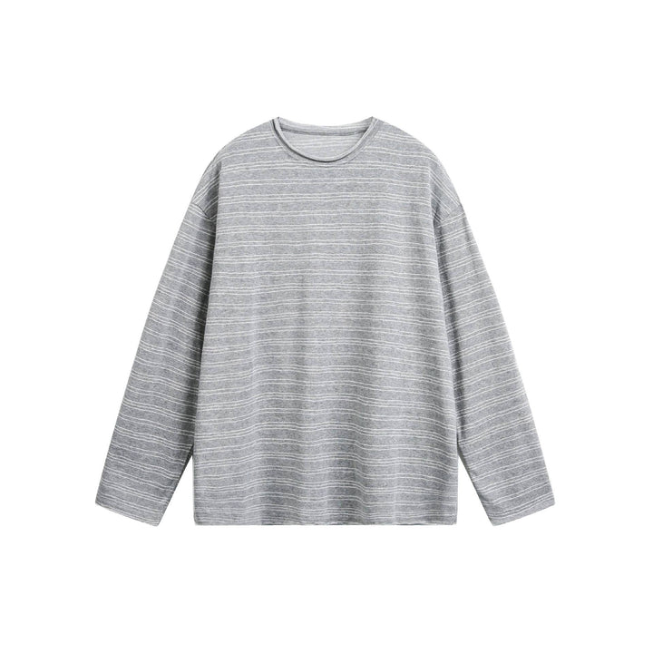 Unisex Oversize-Langarmshirt aus feinem Baumwollmix mit dezenter Streifenstruktur Echoarchiv
