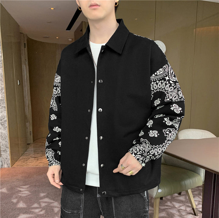 Herren Leichte Coachjacke mit Bandana-Print-Ärmeln und Druckknopffront Echoarchiv
