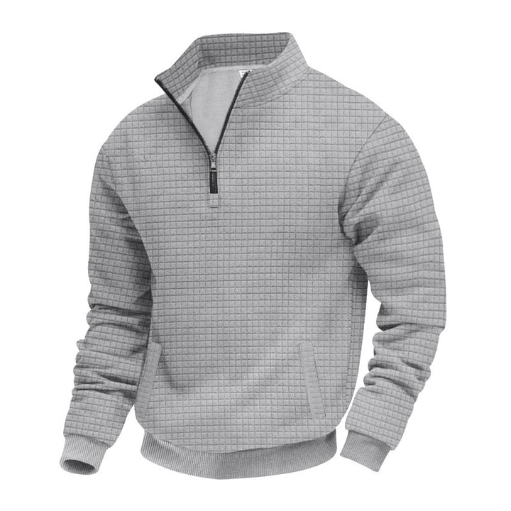 Herren Fleece Pullover mit halbem Reißverschluss und strukturiertem Design Echoarchiv