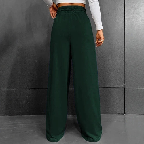 Damen weite High-Waist Palazzo-Jogginghose mit Kordelzug und Bügelfalte – Avélisse