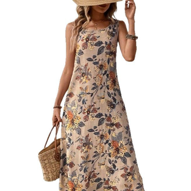 Damen Langes Sommerkleid mit floralem Muster und elegantem Schnitt Echo Archiv