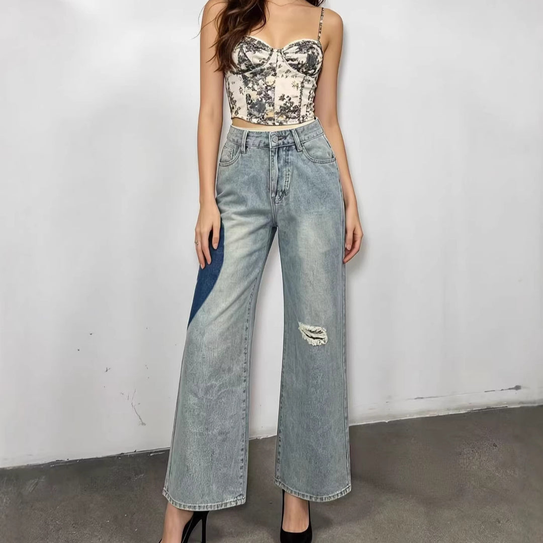 Damen weit geschnittene Denim-Jeans mit einzigartigen Farbakzenten Echo Archiv