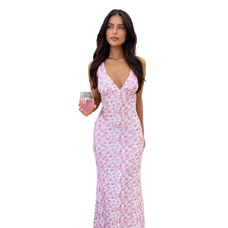 Damen Maxikleid mit elegantem V-Ausschnitt und floralem Muster Echo Archiv