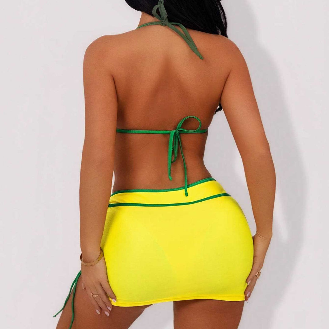 Damen Zweiteiliges Badekleid mit Schnitt und Rüschendetails Echo Archiv