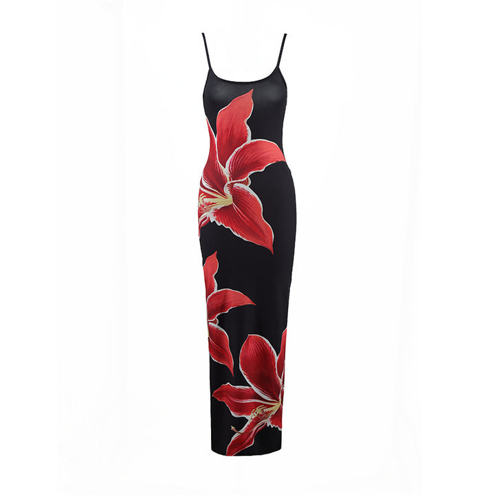 Damen Maxikleid mit traumhaftem Blumendruck und zarten Spaghettiträgern Echo Archiv