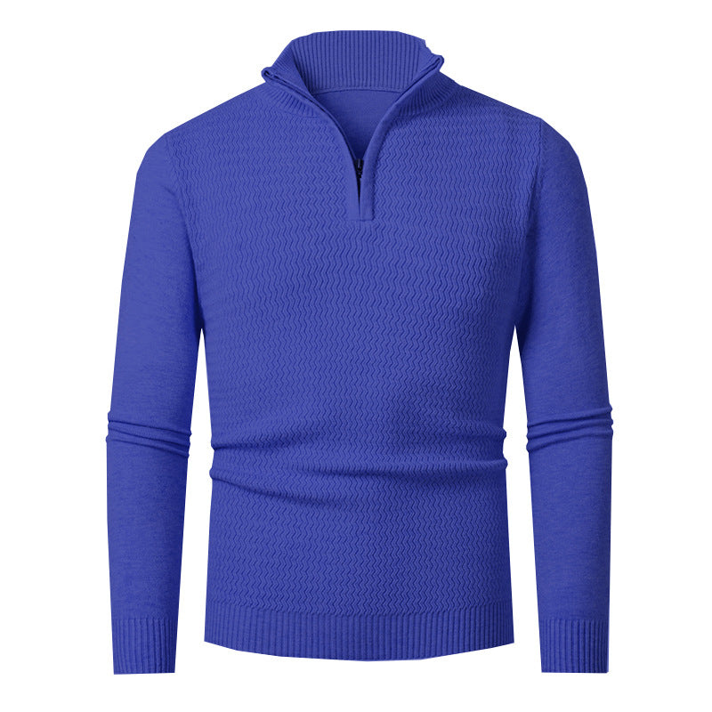 Herren nan Feinstrick-Halbzip-Pullover mit strukturierter Wellenoptik und Stehkragen Echo Archiv