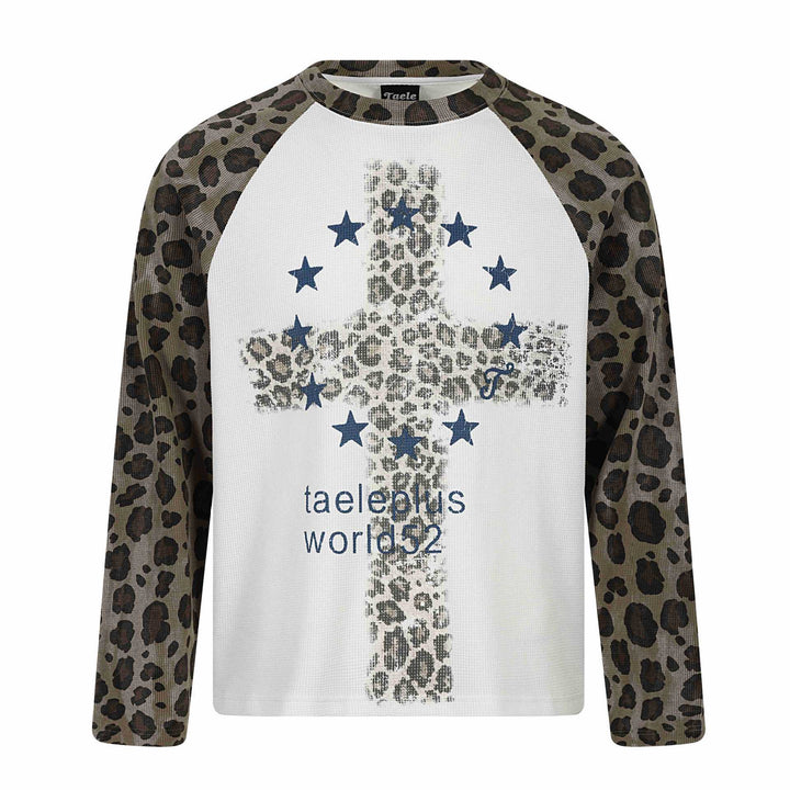 Damen Langarm-Thermo-Shirt mit Raglanärmeln und Leopard-Einsätzen Echoarchiv