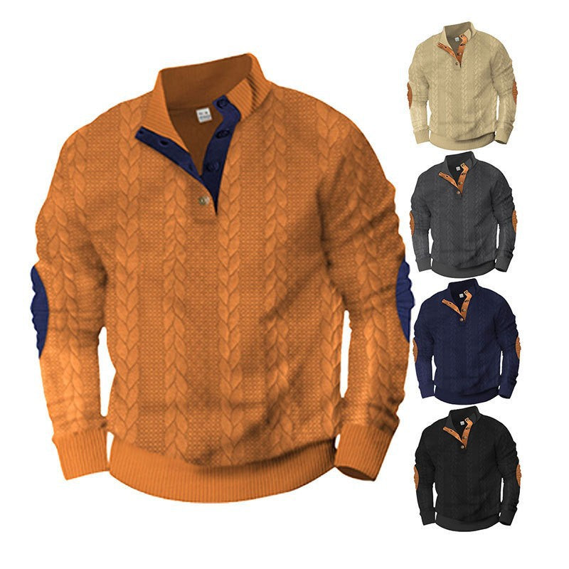 Herren Strickpullover mit hohem Kragen und modischem Zopfdesign Echoarchiv