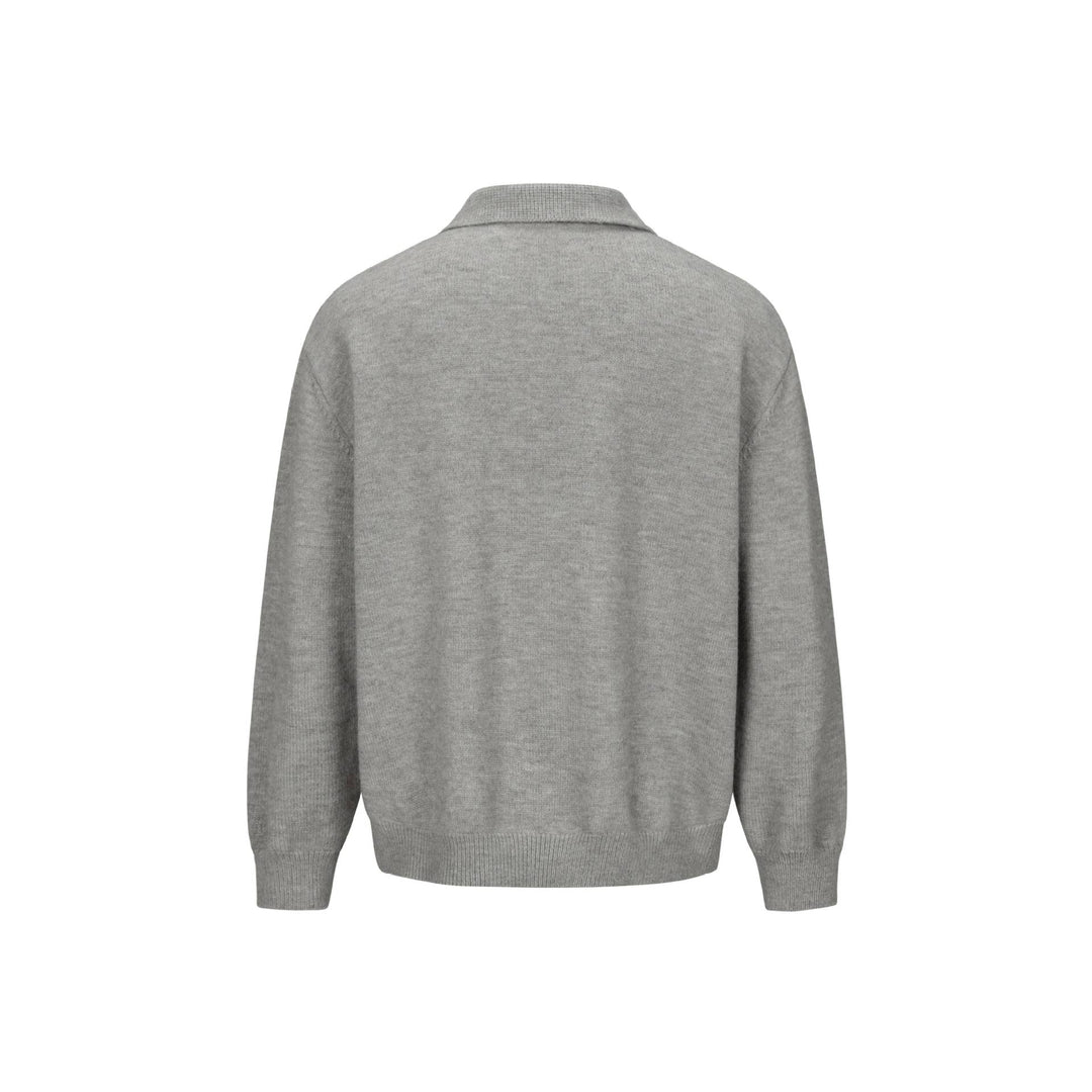 Herren Strick-Cardigan mit Hemdkragen, durchgehender Knopfleiste und geripptem Saum Echoarchiv