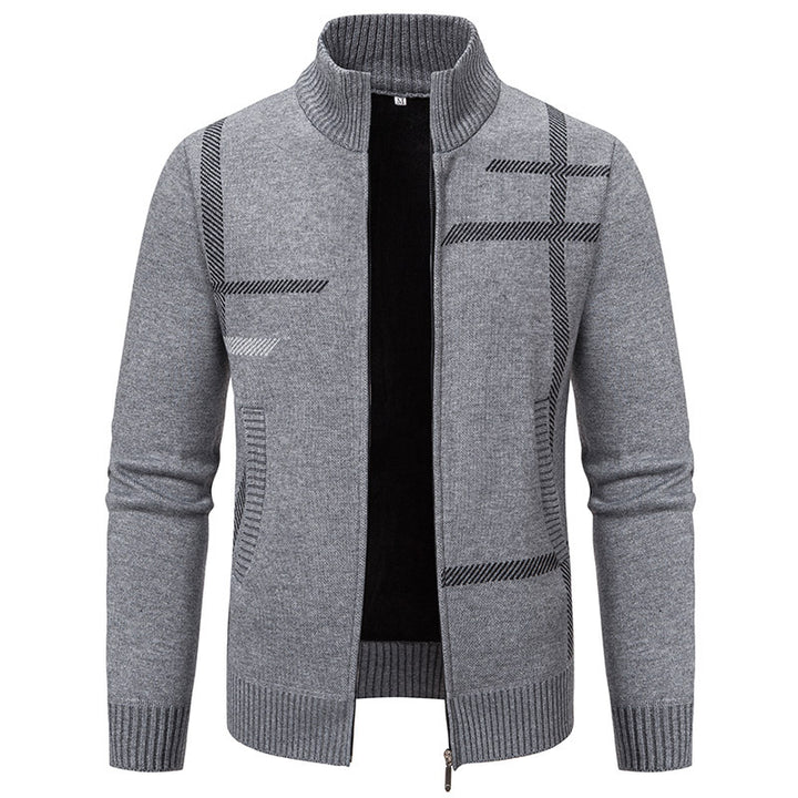 Herren Strickjacke mit modernem Zipper und hohem Kragen Echoarchiv