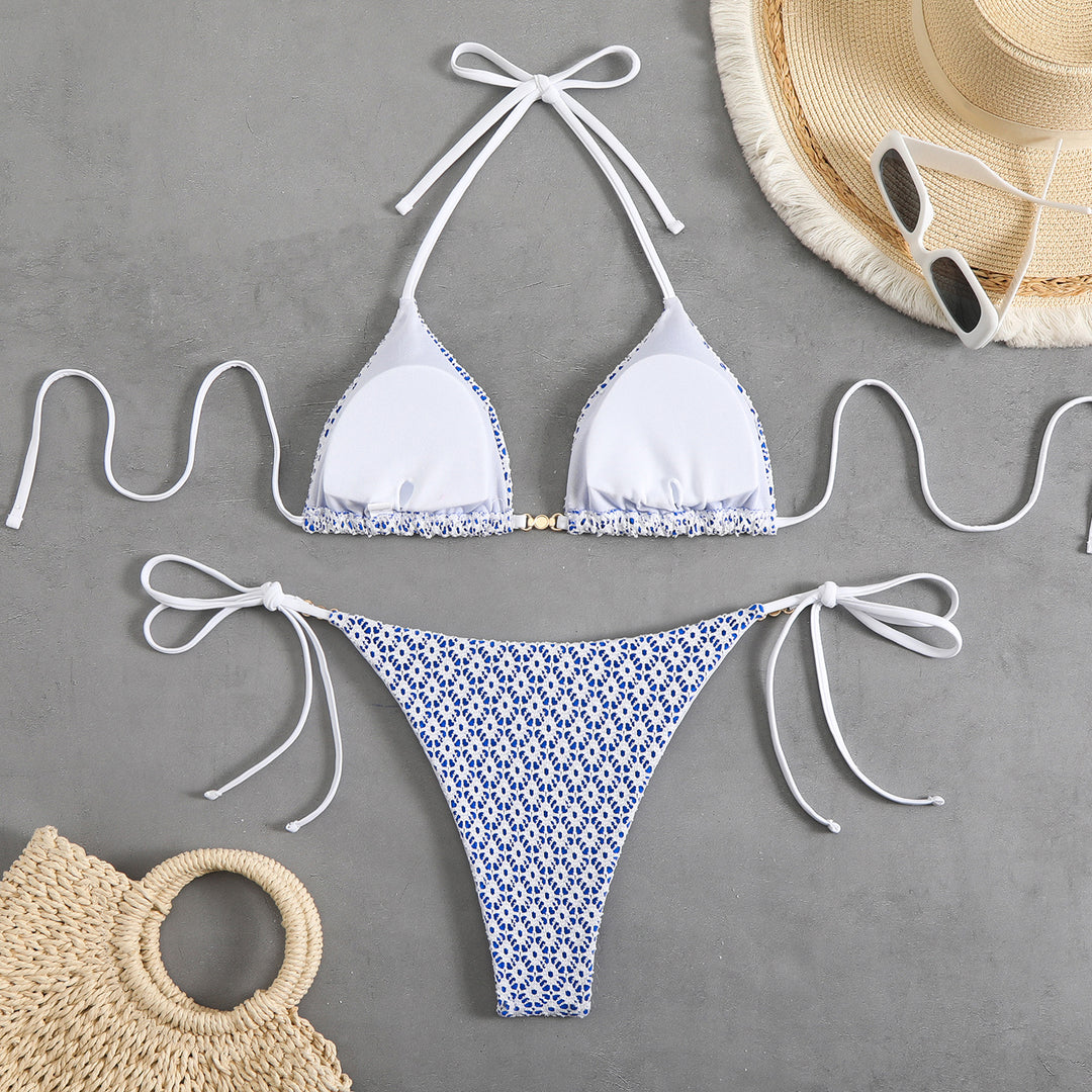 Damen Triangel-Bikini-Set mit verstellbaren Trägern und elegantem Mustermix Echo Archiv