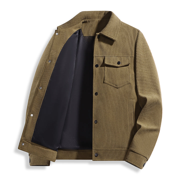 Herren Cord-Truckerjacke mit Thermofutter & Druckknopffront Echoarchiv