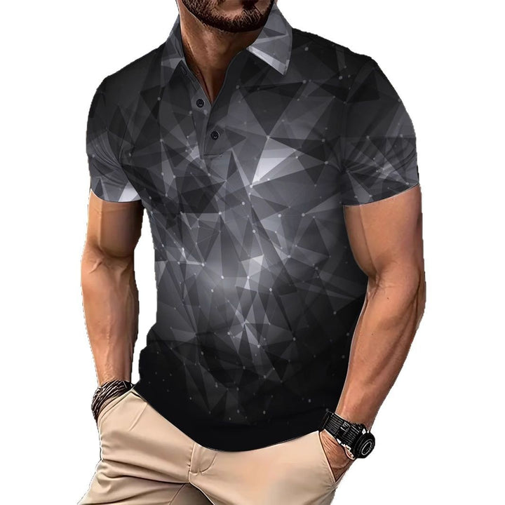 Herren Poloshirt mit modernem 3D-Grafikdesign Echoarchiv