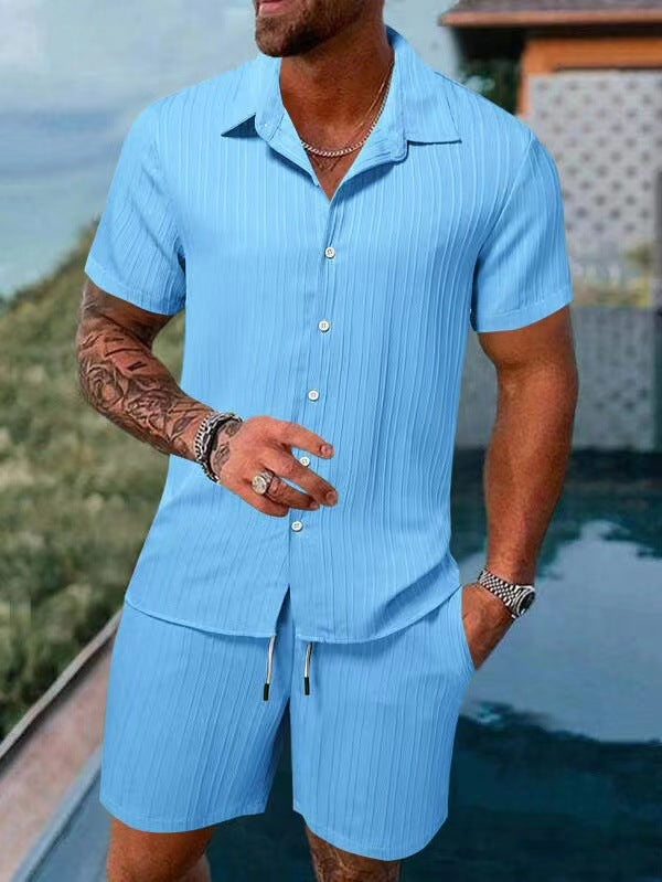 Herren atmungsaktives Sport-Set mit Kurzarm-Hemd und Shorts – Marzano