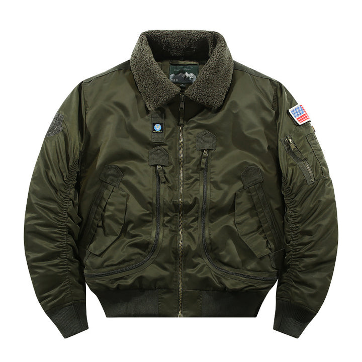 Herren Bomberjacke mit Lammfellkragen und Utility-Taschen Echoarchiv