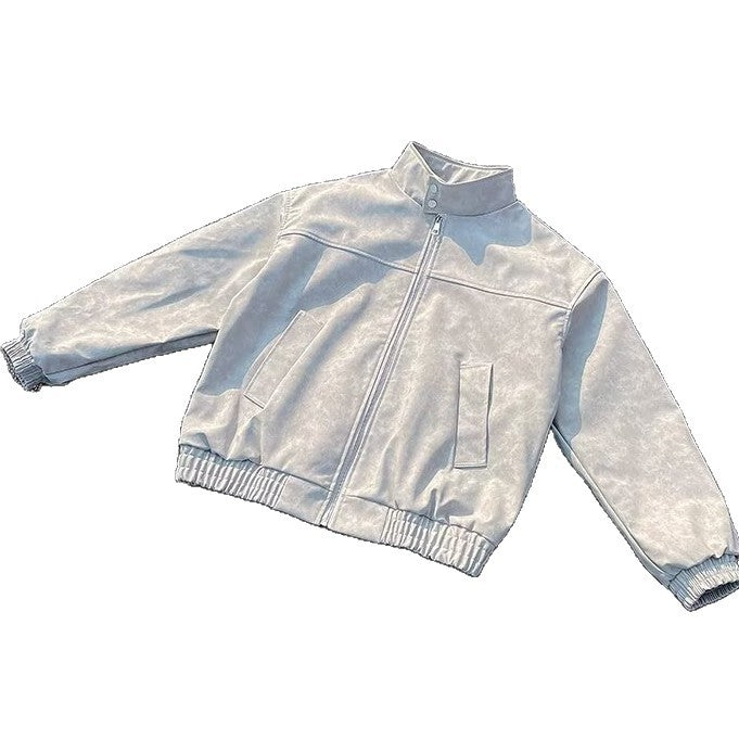 Unisex Kurz geschnittene Oversize-Bomberjacke mit Stehkragen und elastischem Saum Echoarchiv