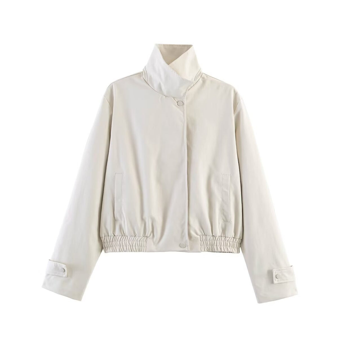 Damen Kurz geschnittener Boxy-Blouson mit hohem Stehkragen, Druckknopfleiste und elastischem Saum Echo Archiv