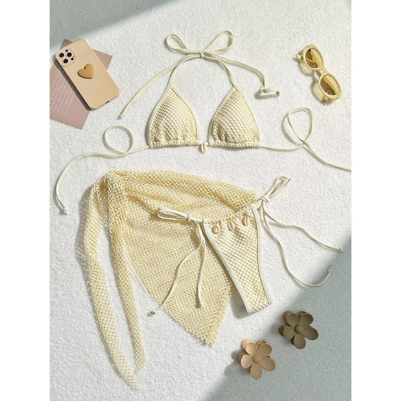 Damen Netz-Bikini-Set mit modischen Schleifen und Muscheldetails Echo Archiv