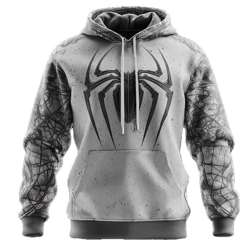Herren Kapuzenpullover mit einzigartigem Spinnenmotiv und kontrastierenden Ärmeln Echoarchiv