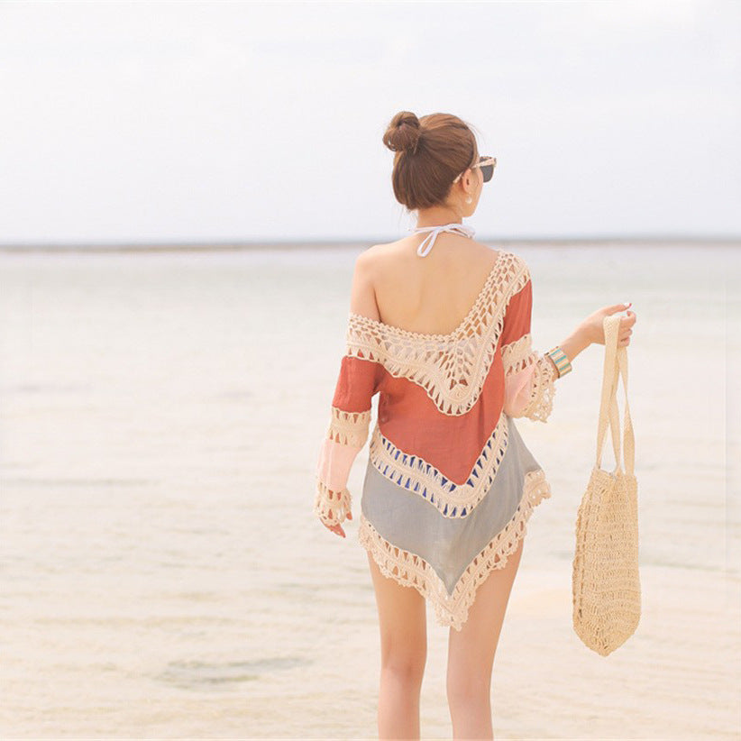 Damen Strandtunika mit elegantem Häkelbesatz und offenem Rückenausschnitt Echo Archiv