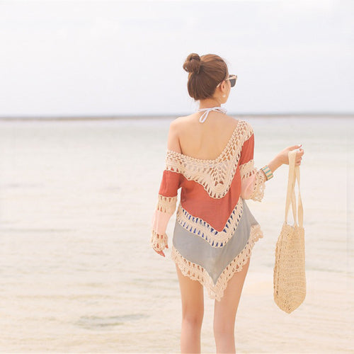 Damen Strandtunika mit elegantem Häkelbesatz und offenem Rückenausschnitt Echo Archiv