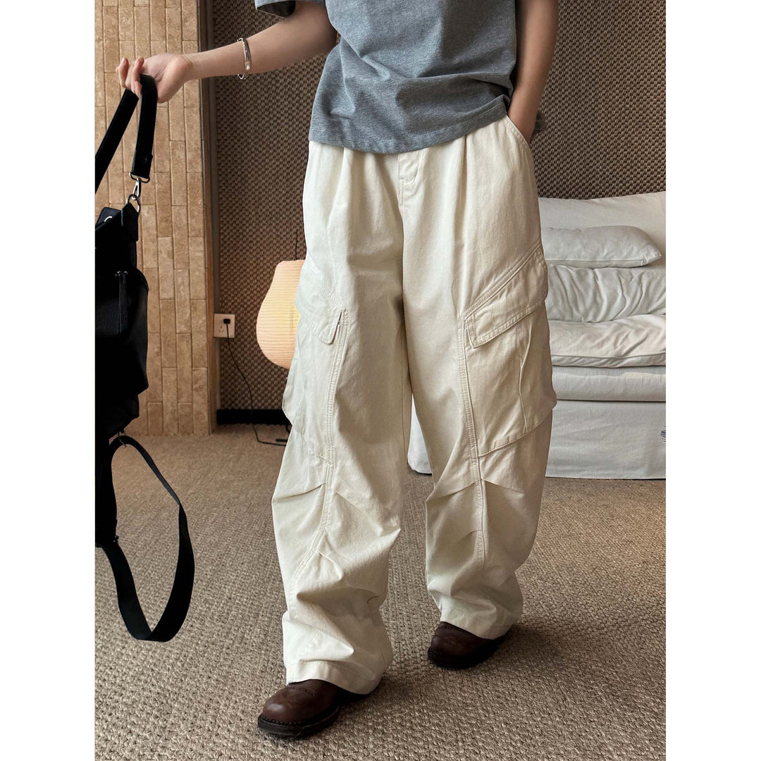 Damen Utility-Baggy-Hose mit asymmetrischen Pattentaschen und hohem Bund Echoarchiv