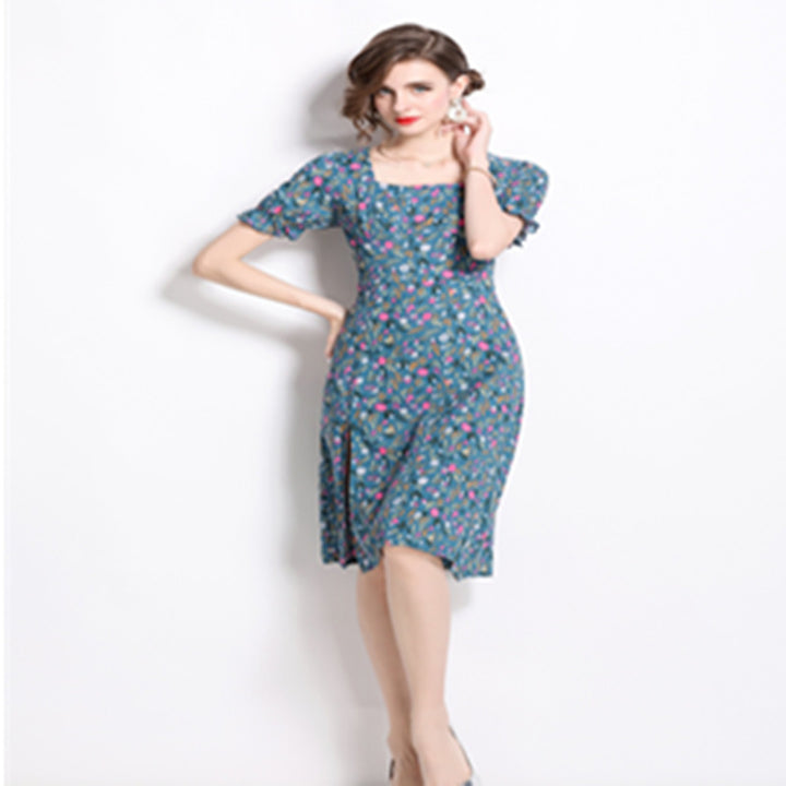 Damen Midikleid mit floralem Druck und seitlichem Schlitz Echo Archiv