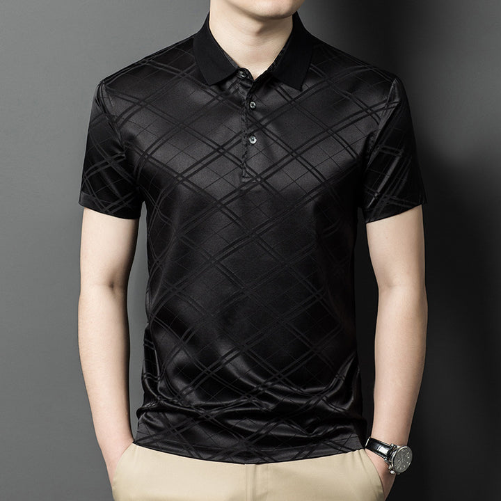 Herren elegantes Kurzarm-Polohemd mit modernem Strukturdesign Echoarchiv