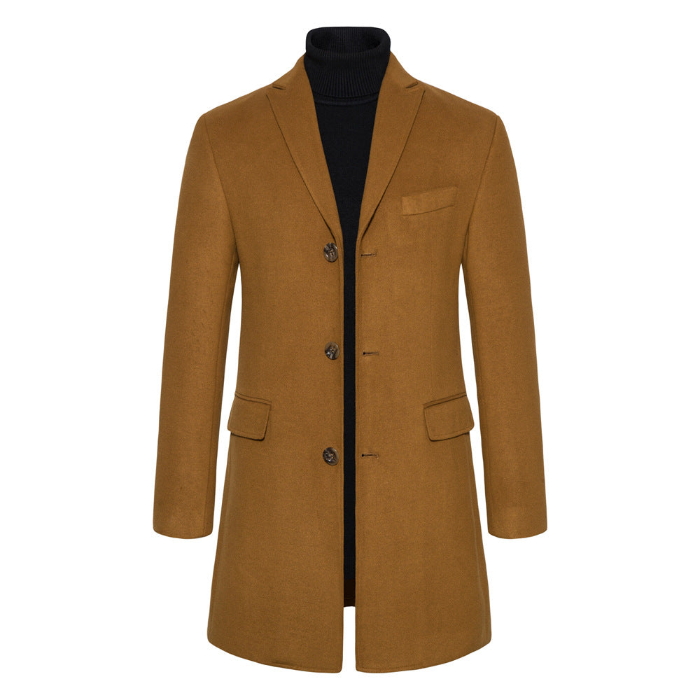 Herren eleganter Wollmantel mit modernem Schnitt und praktischen Taschen Echoarchiv