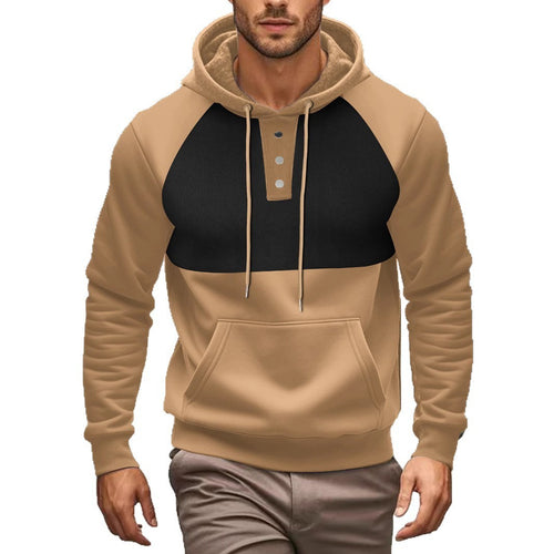 Herren sportlicher Kapuzenpullover mit modischem Knopfleisten-Design und weichem Fleece Echoarchiv