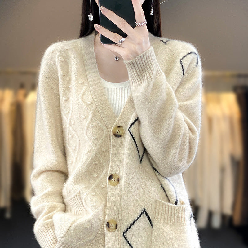Damen Kuscheliger Oversize-Cardigan mit Ajour‑ und Rautendetail Echoarchiv
