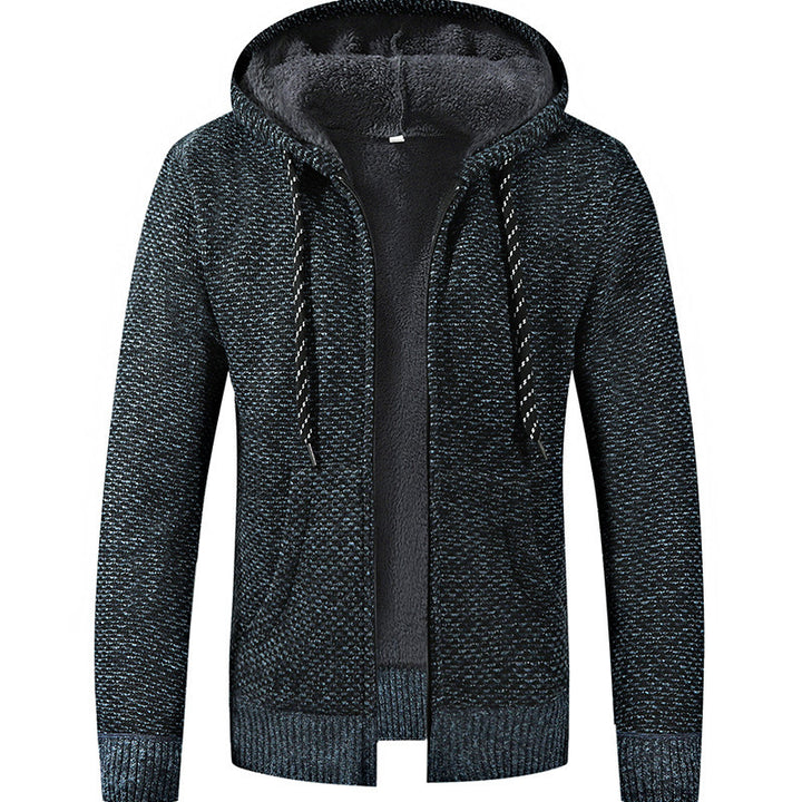 Herren Gefütterte Kapuzen‑Strickjacke mit Teddyfutter und durchgehendem Reißverschluss Echo Archiv