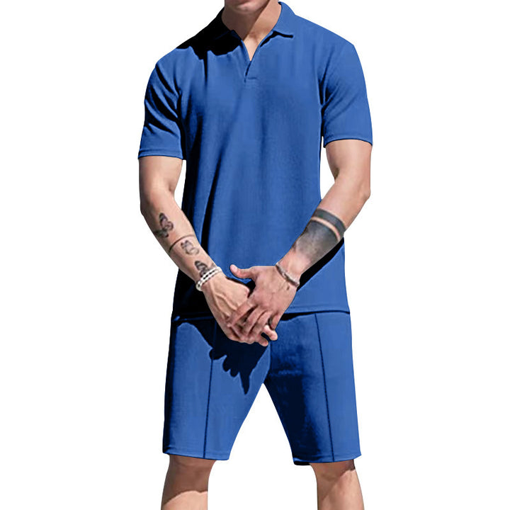 Herren lässiges Polo-Shorts-Set mit atmungsaktiver Struktur Echoarchiv