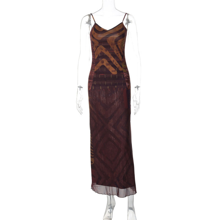 Damen Lässiges Maxikleid mit raffiniertem Grafikmuster Echo Archiv