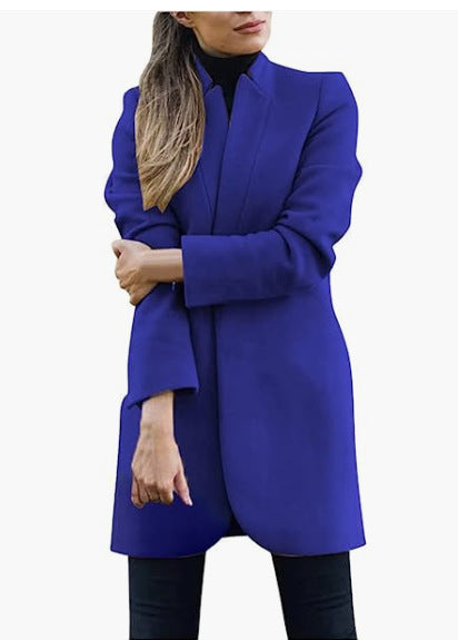 Damen nan taillierter Longblazer-Mantel mit Stehkragen und verdeckter Verschlussleiste Echo Archiv