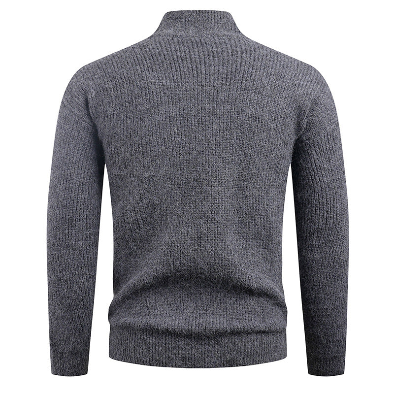 Herren Strickpullover mit modernem Reißverschluss und strukturierter Textur Echoarchiv