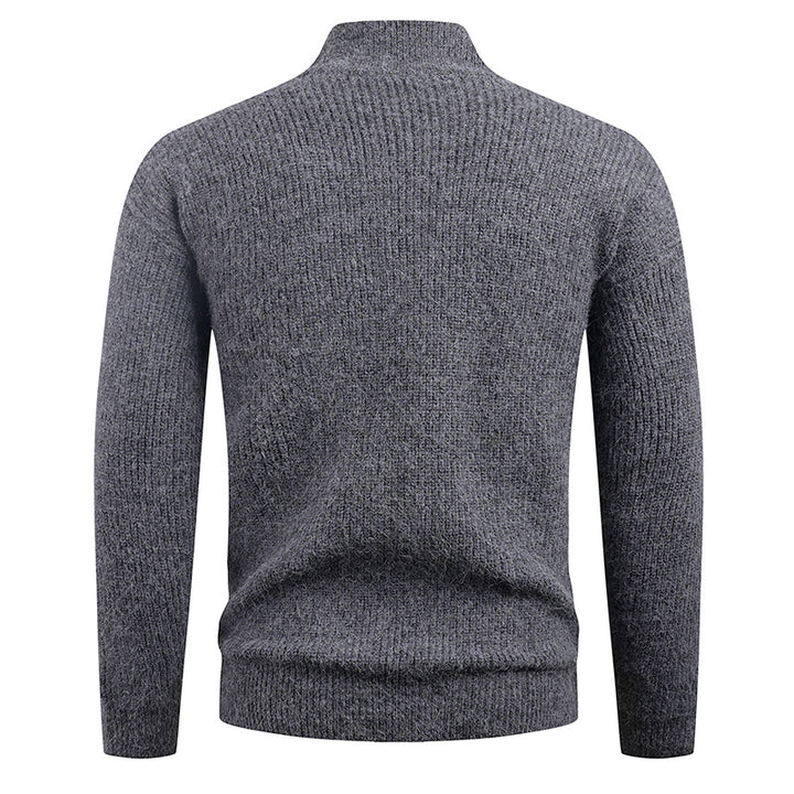 Herren Strickpullover mit modernem Reißverschluss und strukturierter Textur Echoarchiv