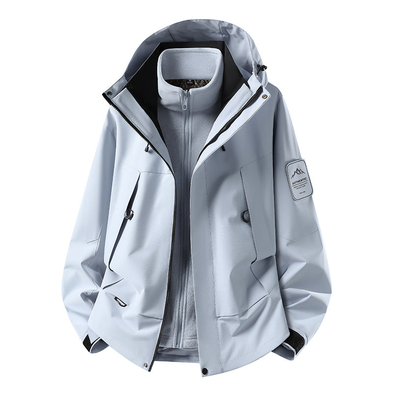 Unisex wasserfeste zweilagige Softshell-Regenjacke mit herausnehmbarem Fleecefutter und Kapuze Echoarchiv