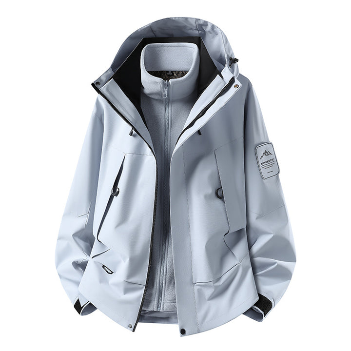 Unisex wasserfeste zweilagige Softshell-Regenjacke mit herausnehmbarem Fleecefutter und Kapuze Echoarchiv