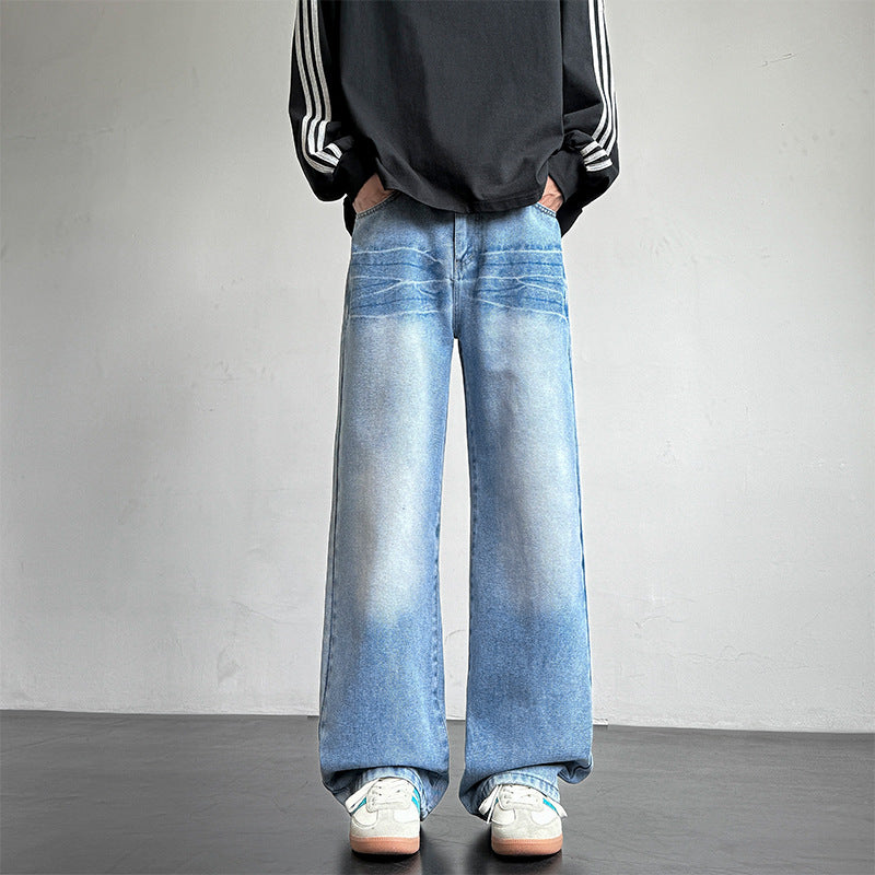 Herren weite Denim-Jeans mit einzigartiger Waschung Echoarchiv